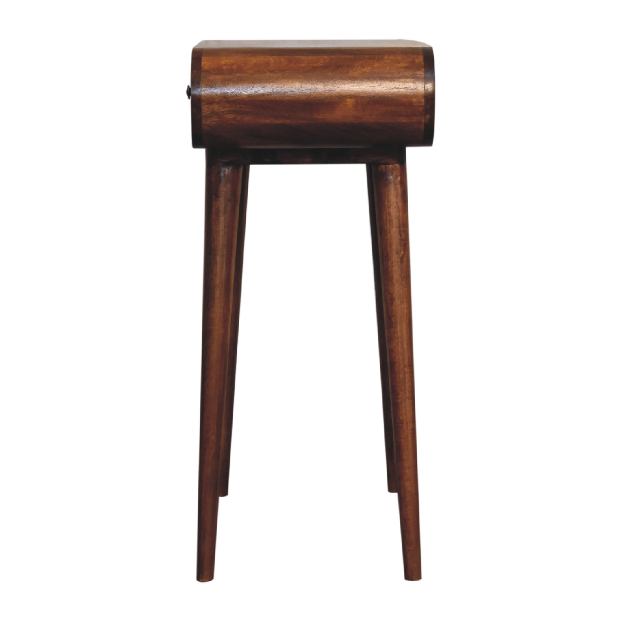 Artisan Furniture Solid Wood Mini Round Chestnut Fold Vanity, 4 Storage Compartments with Mirror, Dark Brown