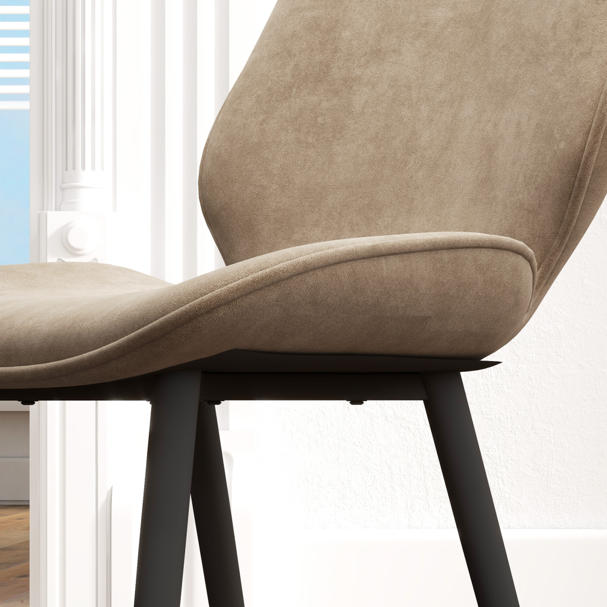 HOMCOM Dining Chairs Set of 2, Upholstered Kitchen Chairs with Metal Legs, Brown