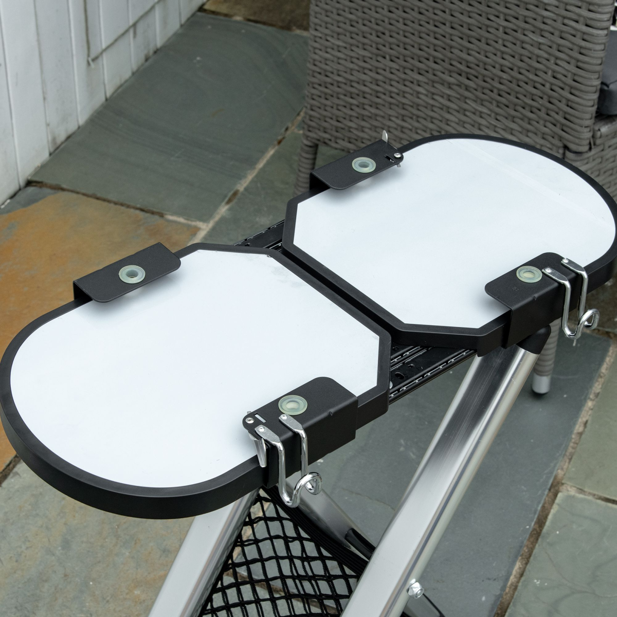Foldable 2 Burner Gas BBQ Grill Trolley w/ Side Shelves Storage Pocket