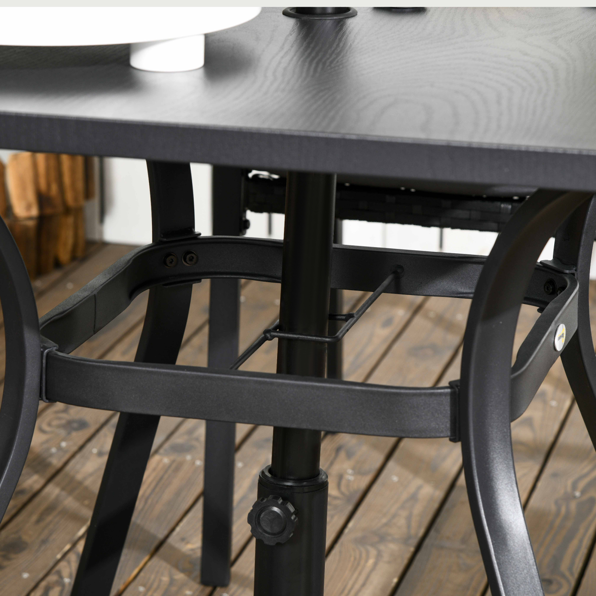 Outsunny 4 Seater Rattan Garden Dining Set Outdoor with Umbrella Hole - Black