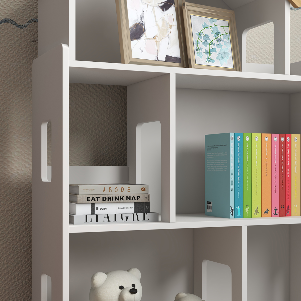 ZONEKIZ 3 Tier Toy Storage Shelf with 6 Cubby for Playroom, Bedroom, White