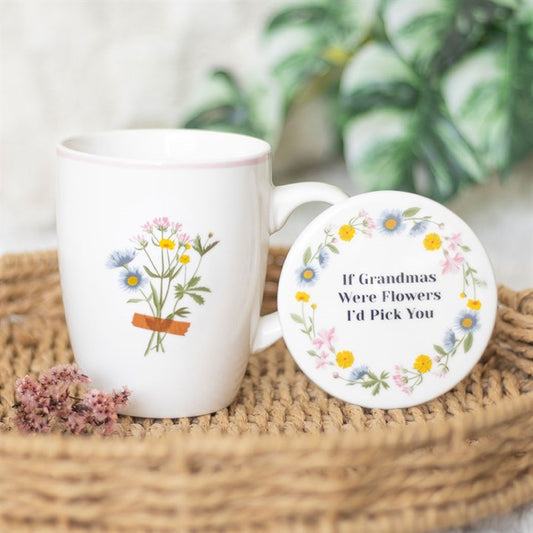 (C) If Grandmas Were Flowers Floral Mug & Coaster Set