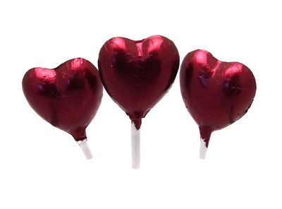 (B) Foil Chocolate Heart Lollipops