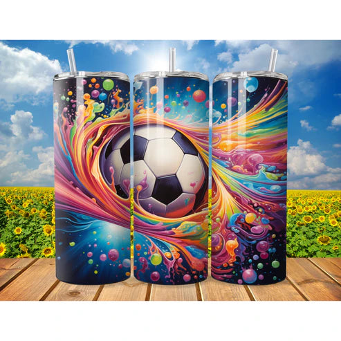 Colourful Football tumbler