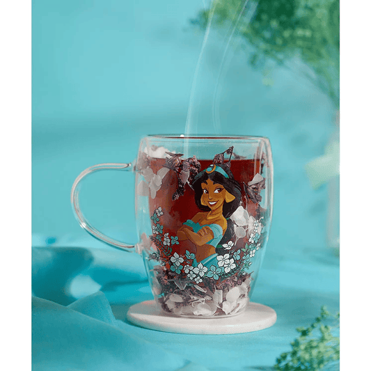 Disney Pastel Princess Floral Decorative Glass Mug - Jasmine