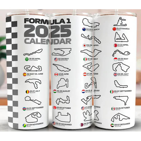 Formula One 2025 Calendar Tumbler