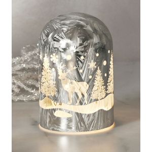 Glass LED Dome Light - Reindeer Scene