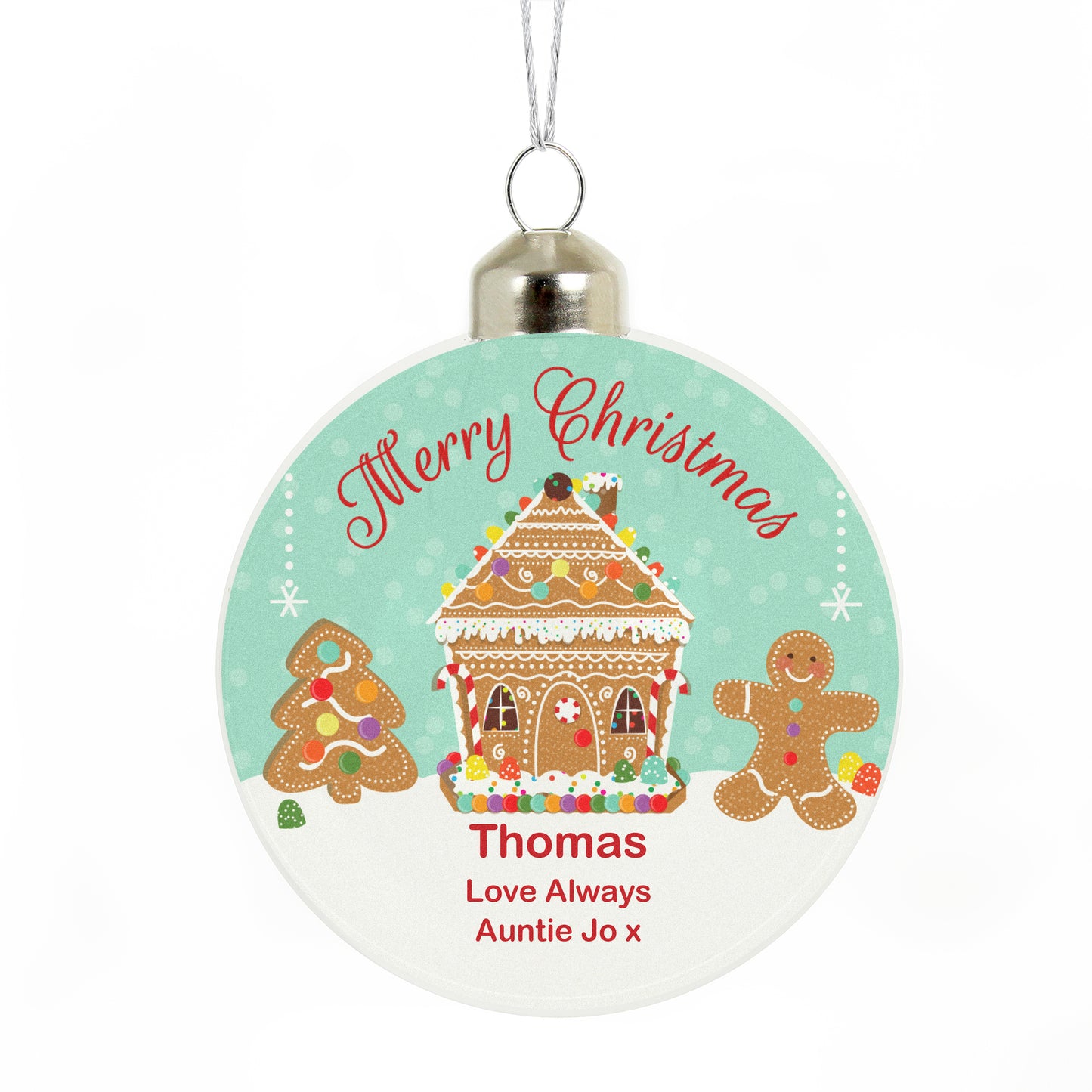 Personalised Gingerbread House Christmas Glass Bauble