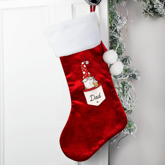 Personalised Gonk Family Red Christmas Stocking - Male