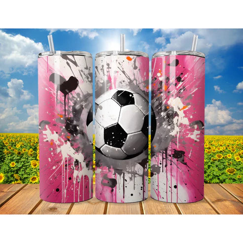Pink Football tumbler