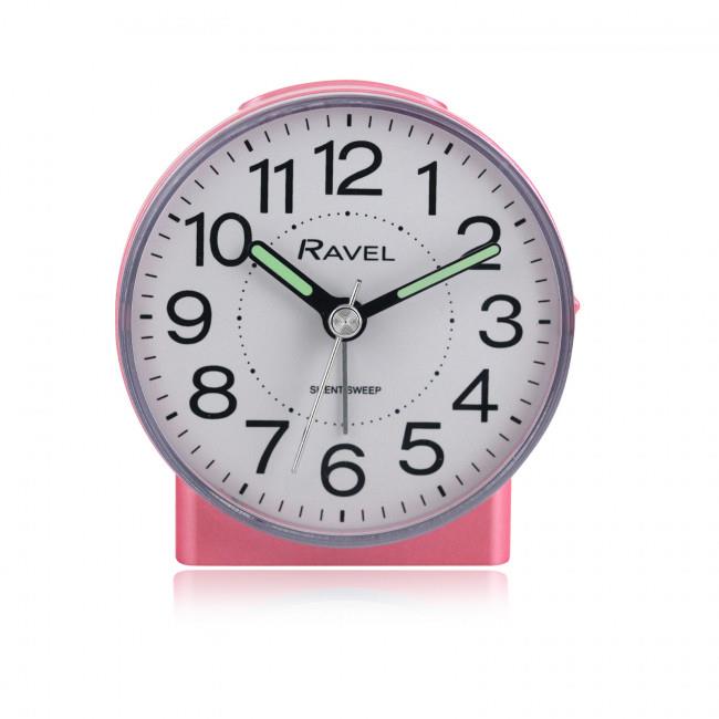 Ravel Round Mid Sized Bedside Quartz Alarm Clock - Pink RC039.5