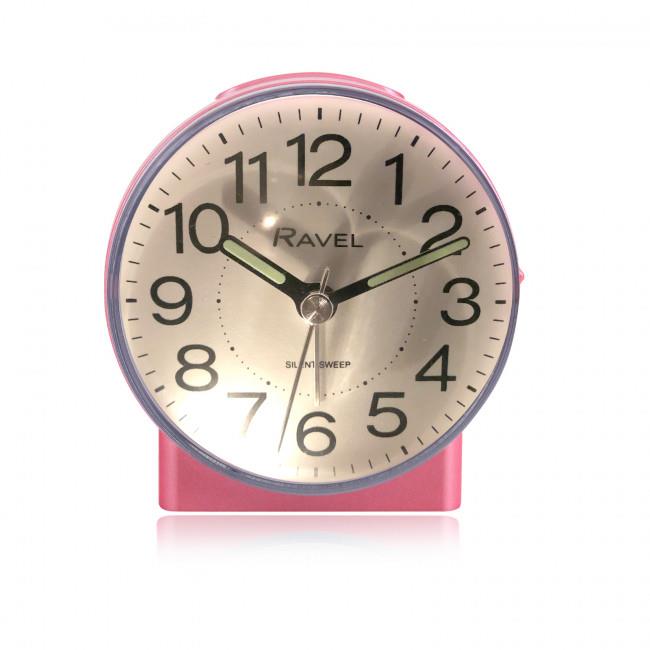 Ravel Round Mid Sized Bedside Quartz Alarm Clock - Pink RC039.5
