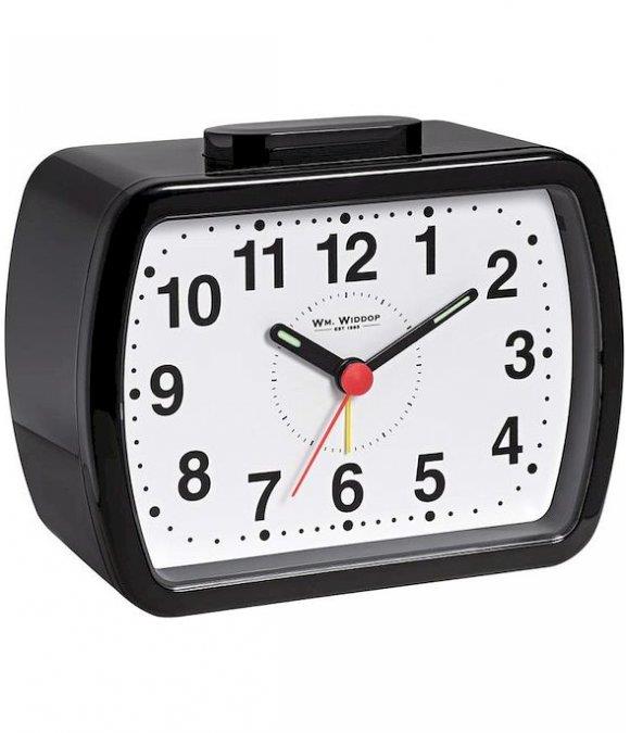 Wm.Widdop Qtz Alarm Clock Bell Oblong Blk/Green Dial 5184B