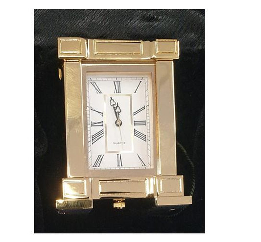 Miniature Clock Rectangle French Mantel Gold Polished Solid Brass IMP38 - CLEARANCE NEEDS RE-BATTERY