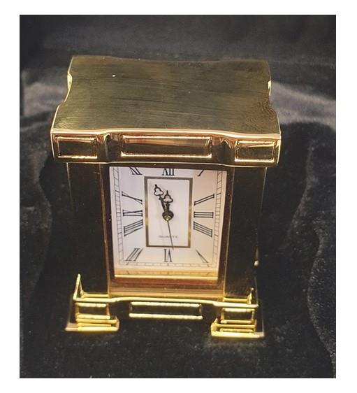 Miniature Clock Rectangle French Mantel Gold Polished Solid Brass IMP38 - CLEARANCE NEEDS RE-BATTERY