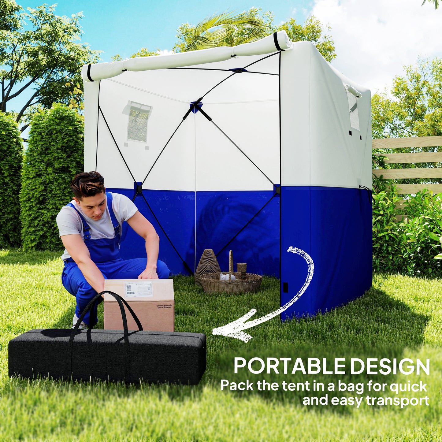 Outsunny 2 x 2m Pop Up Gazebo with Sides Easy up Party Tent, Blue