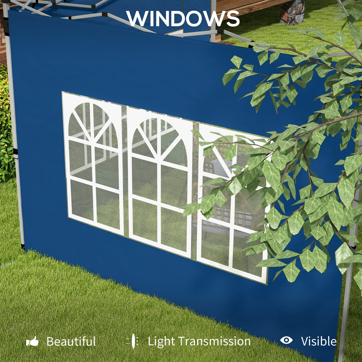 Outsunny Gazebo Side Panels for 3x3(m) or 3x4m Pop Up Gazebo, 2 Pack, Blue