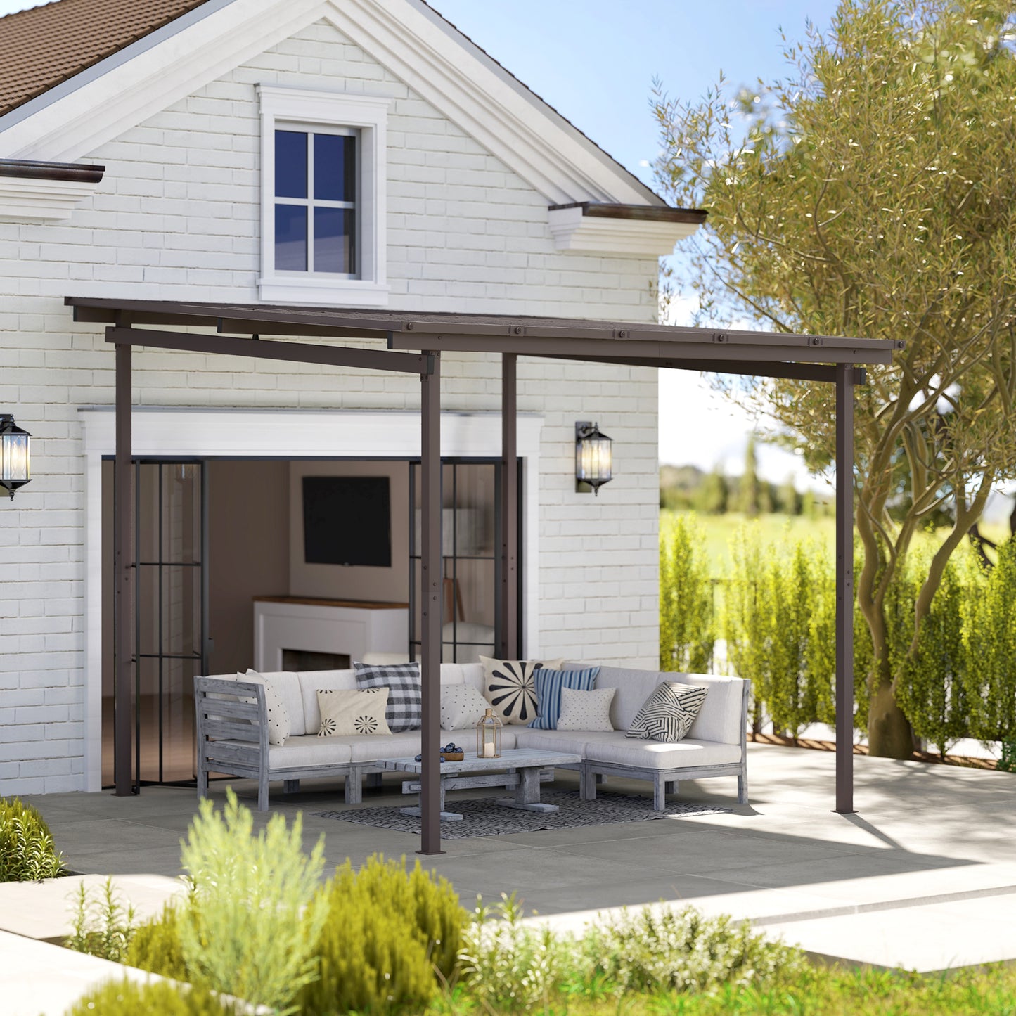 Outsunny 3 x 3(m) Waterproof Metal Pergola Easy to Assemble Lean to Pergola