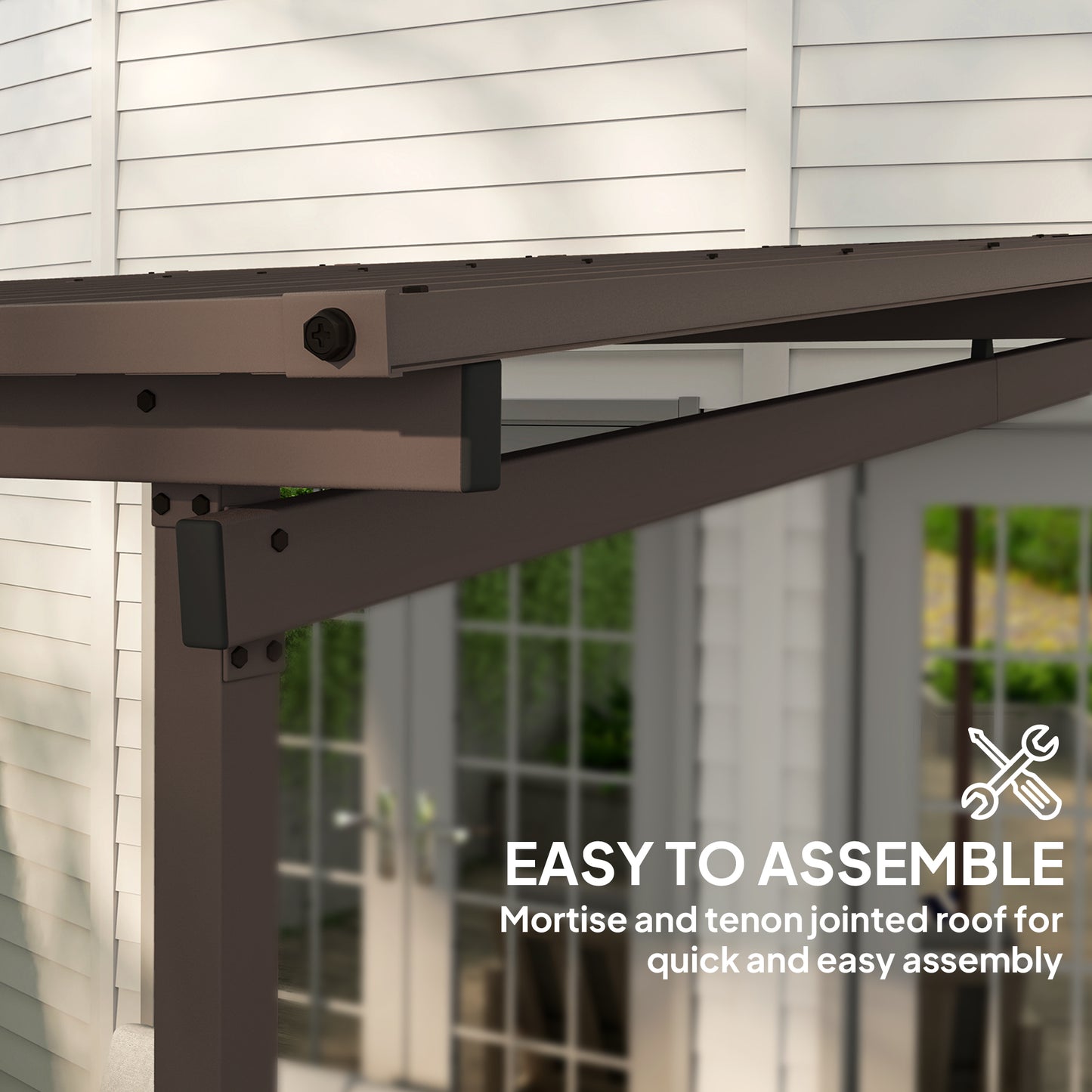 Outsunny 3 x 3(m) Waterproof Metal Pergola Easy to Assemble Lean to Pergola