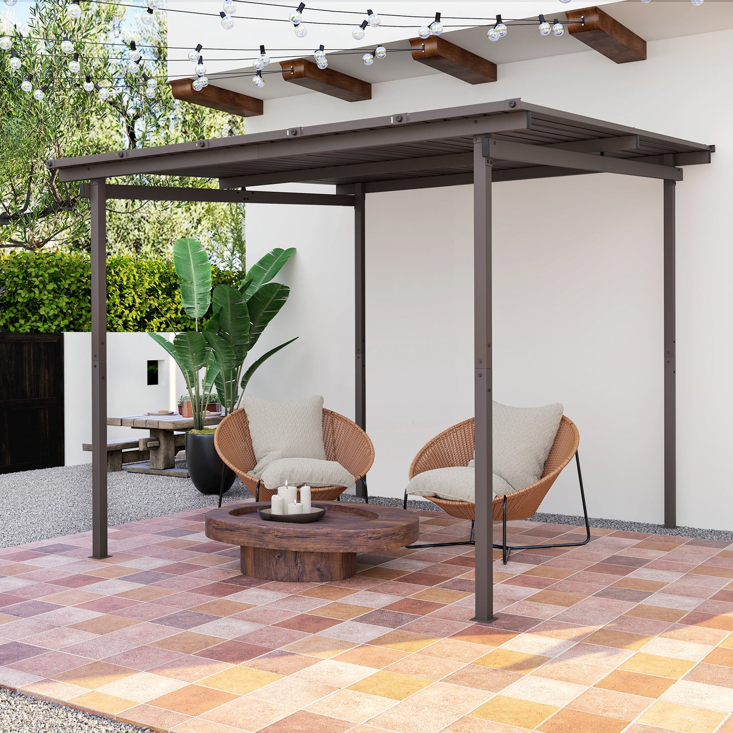 Outsunny 3 x 3(m) Waterproof Metal Pergola Easy to Assemble Lean to Pergola