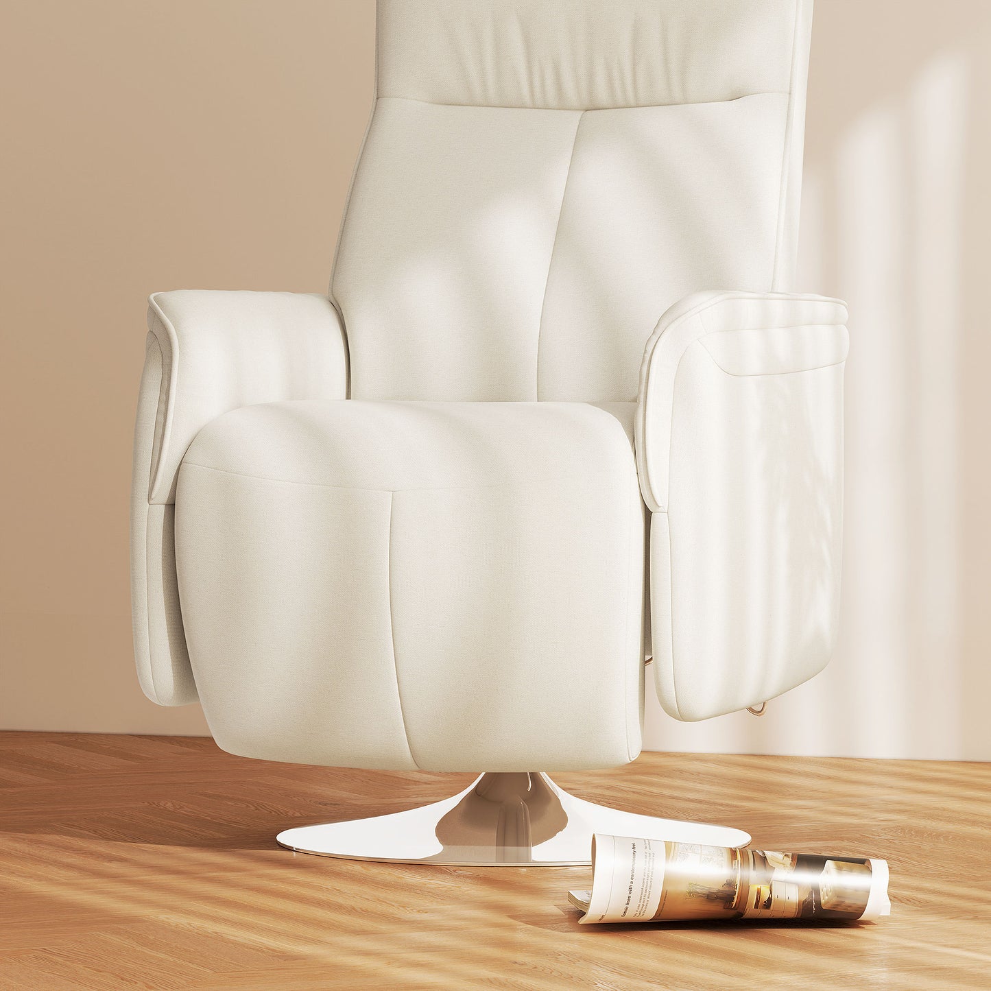 HOMCOM Massage Reclining Chair with Adjustable Backrest, Cream White
