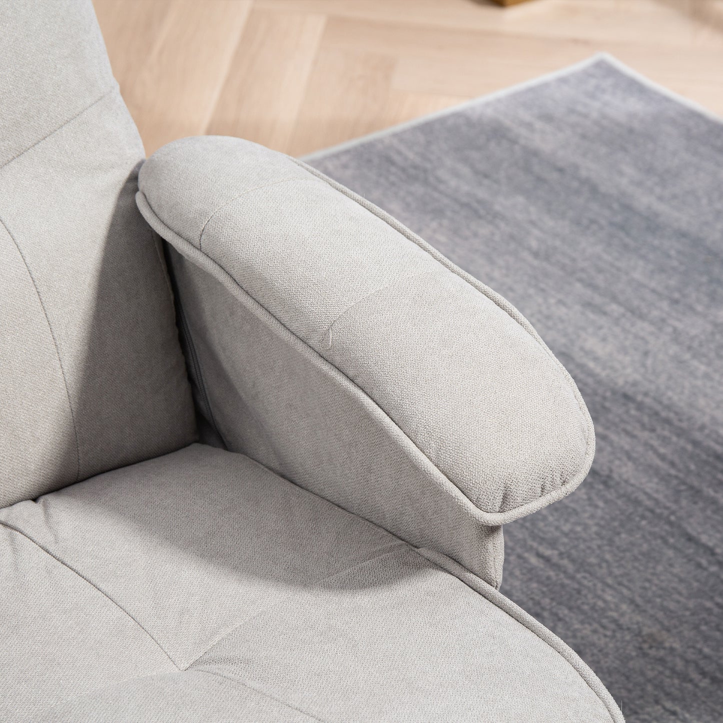 HOMCOM Swivel Recliner Chair with Footstool and Wooden Base, Light Grey