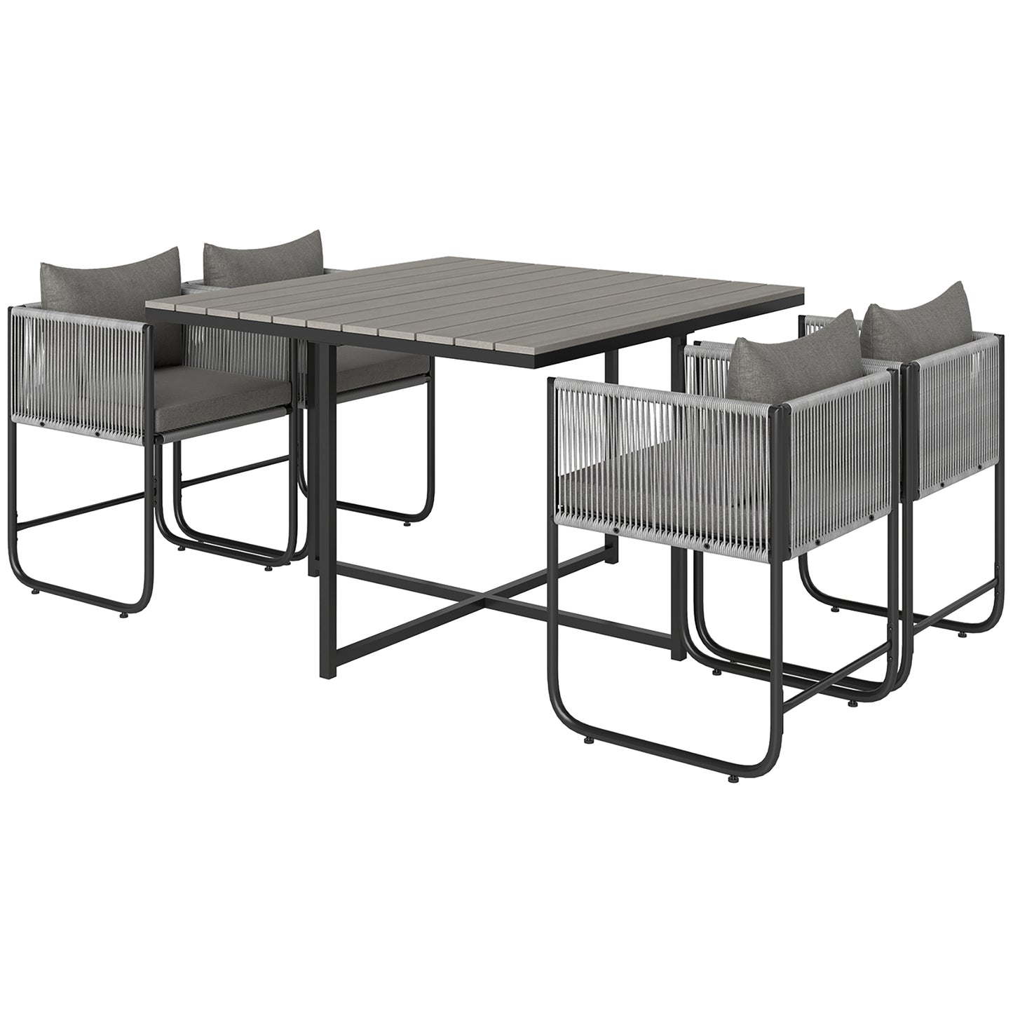 Outsunny Rattan Dining Set, Rattan Cube Dining Sets w/ Space-saving Design