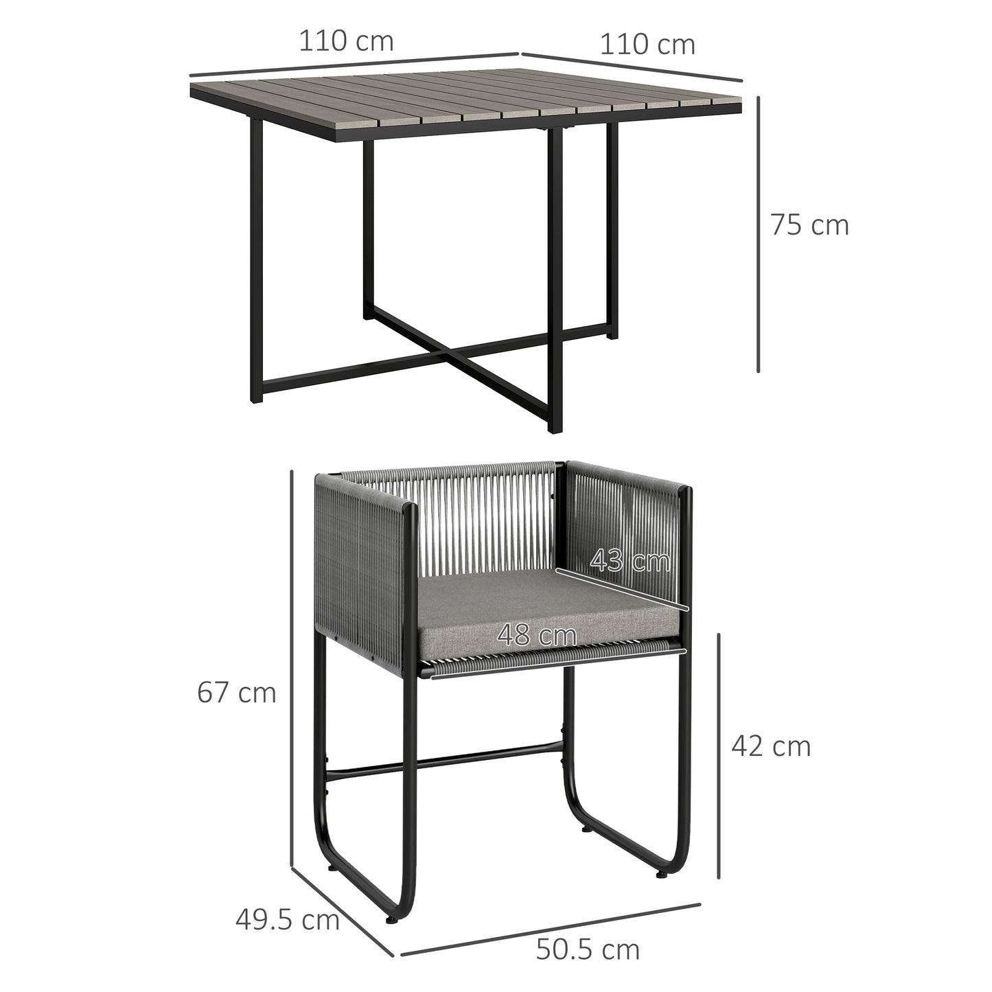 Outsunny Rattan Dining Set, Rattan Cube Dining Sets w/ Space-saving Design