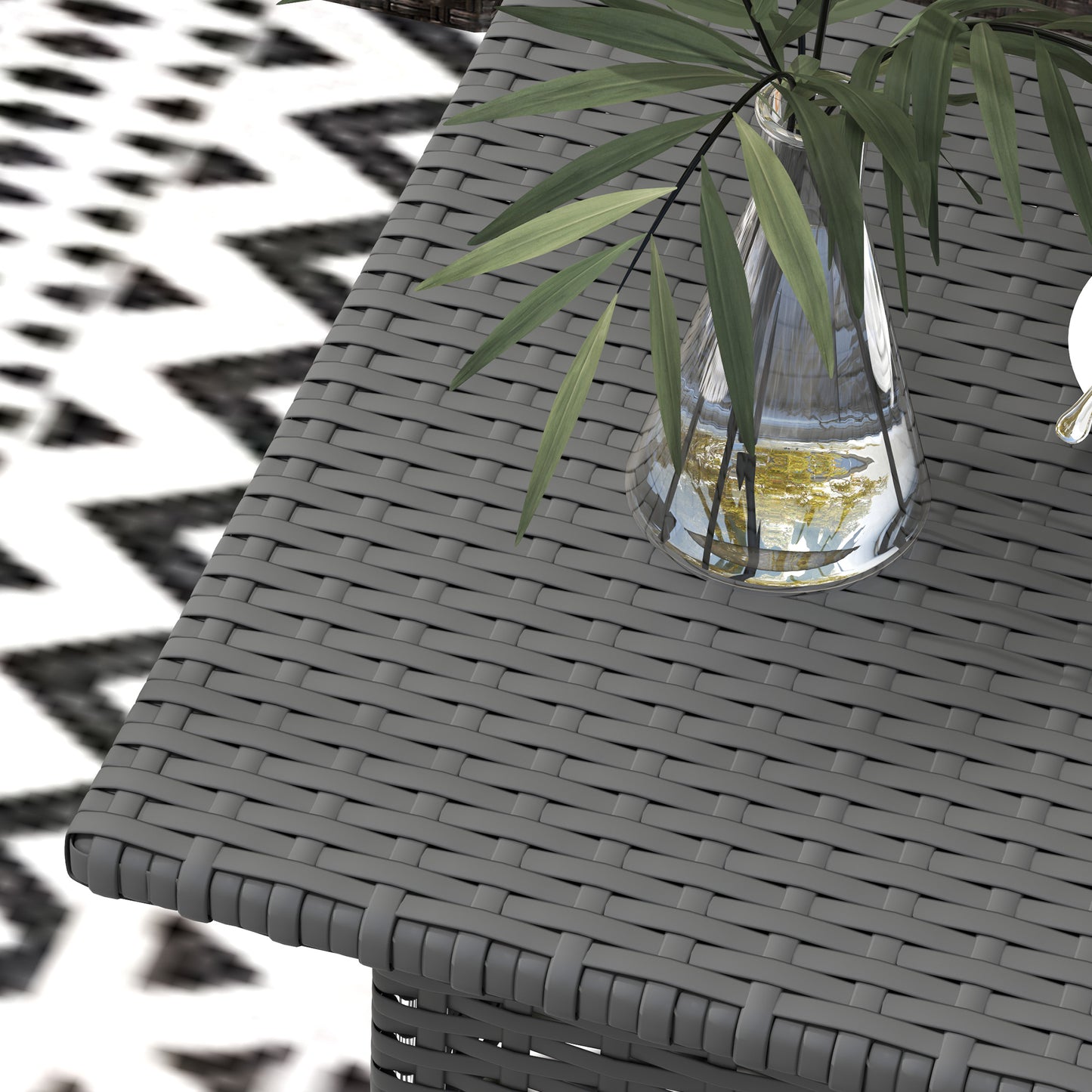 Outsunny PE Rattan Outdoor Coffee Table, Easy Match Rattan Side Table, Grey