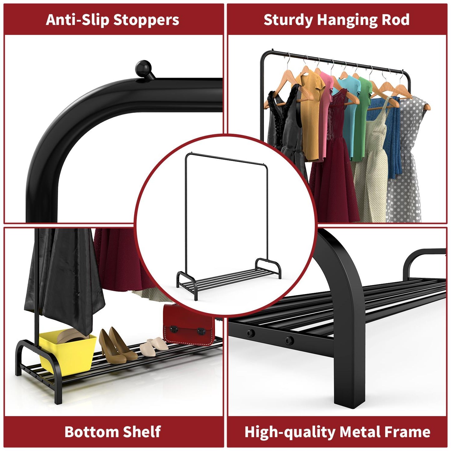 VINSANI BLACK CLOTHES RAIL AND SHOE RACK 0009555 x 2