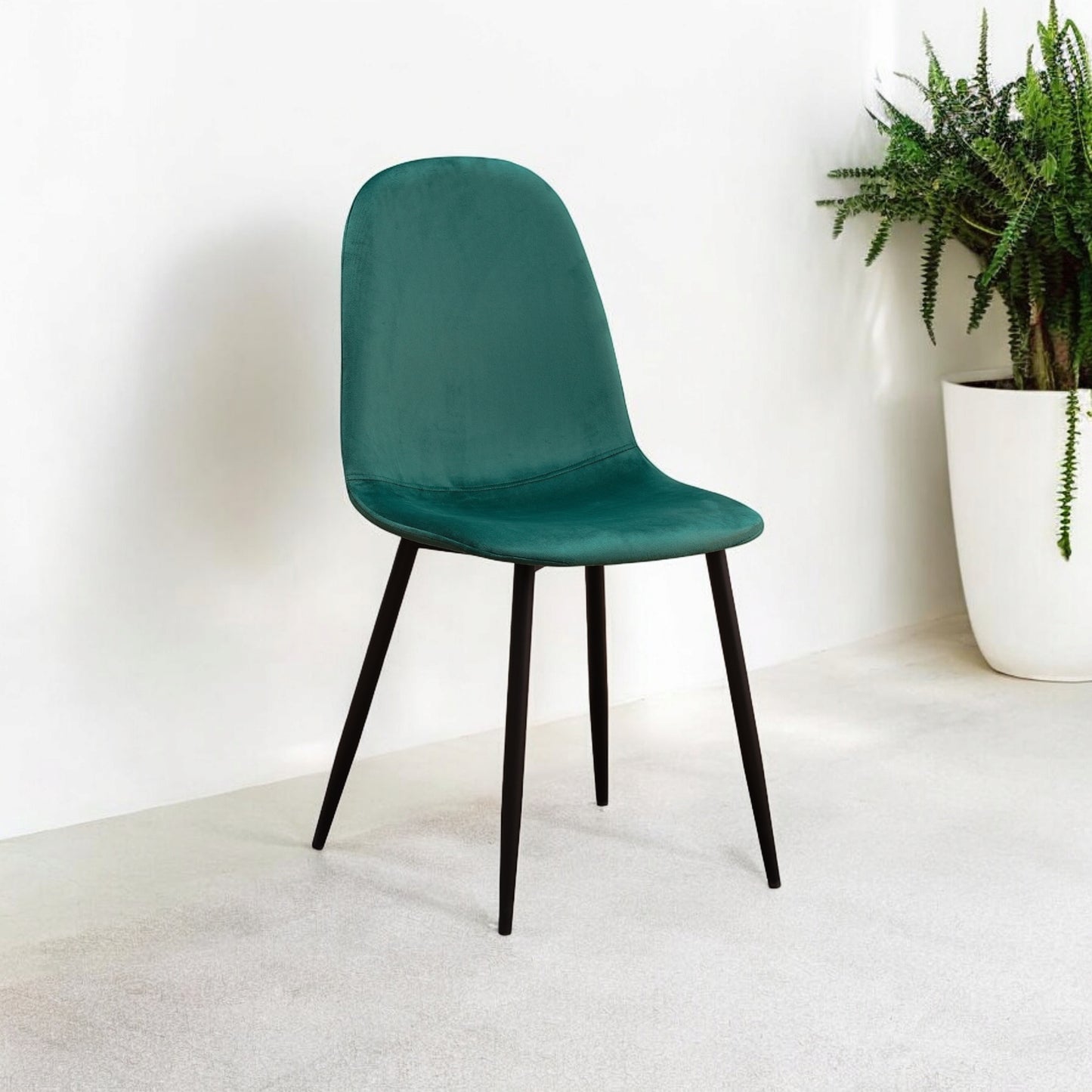 AcaciaHome Modern & Stylish Velvet Cushion Padded Metal Legs Dining Chairs - Ergonomic Design Comfortable Chairs Perfect for Kitchen, Dining, Living Room, and etc. (Green)