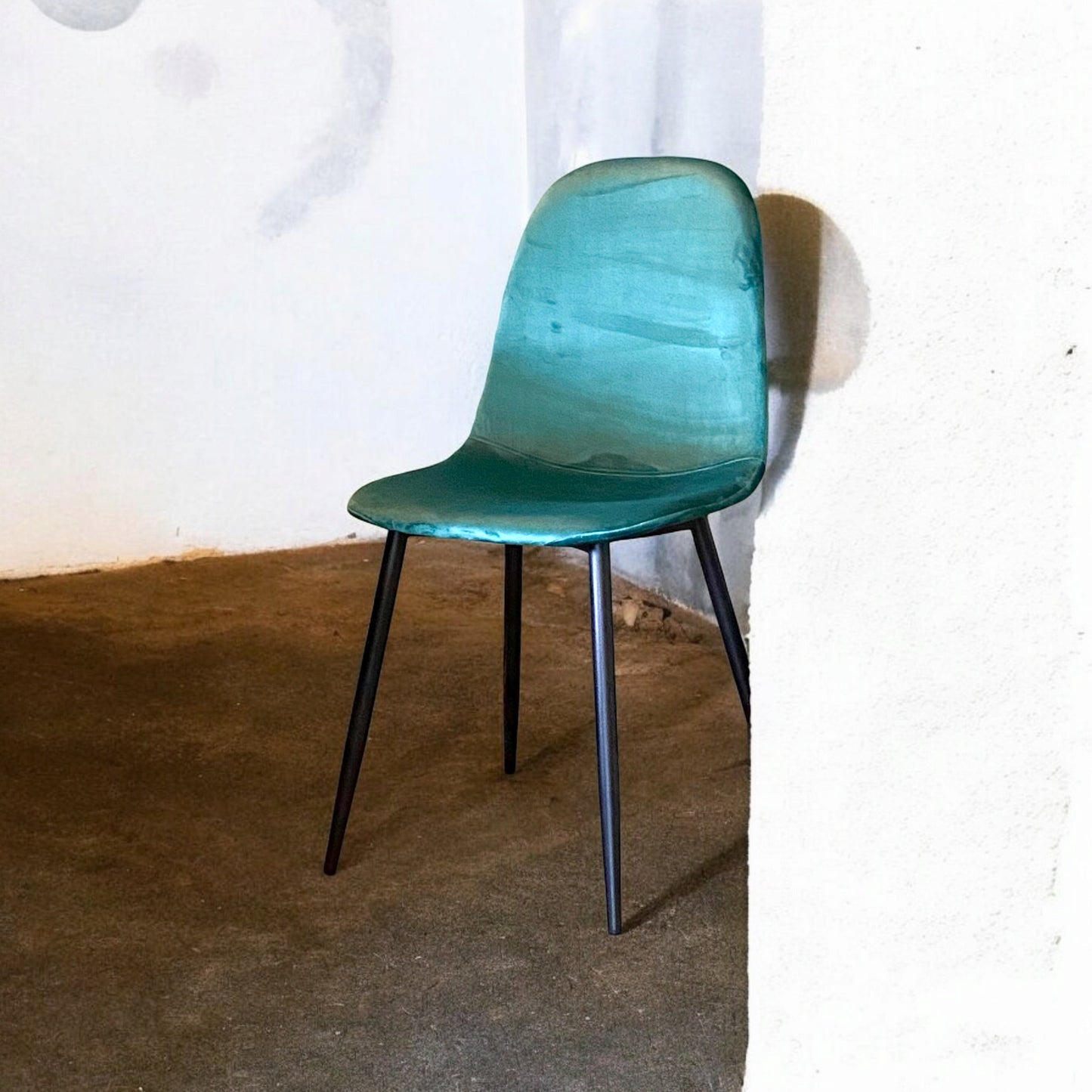 AcaciaHome Modern & Stylish Velvet Cushion Padded Metal Legs Dining Chairs - Ergonomic Design Comfortable Chairs Perfect for Kitchen, Dining, Living Room, and etc. (Green)