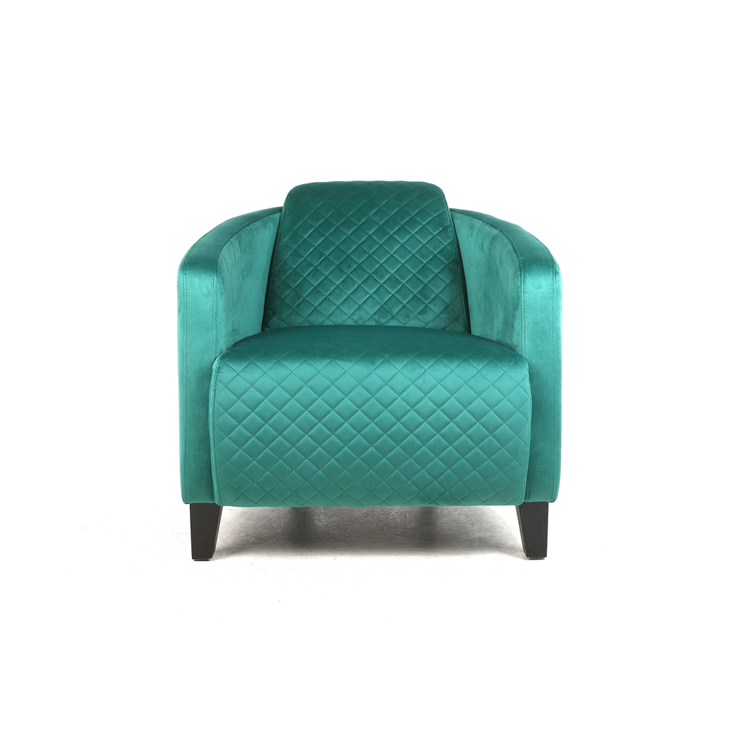 Durable & Stylish Blue/Grey/Green Velvet Tub Accent Armchair with Criss-Cross Pattern | Contemporary Drop Arm to Comfortable Living Room Seating | Perfect for Home & Office (Green Velvet)