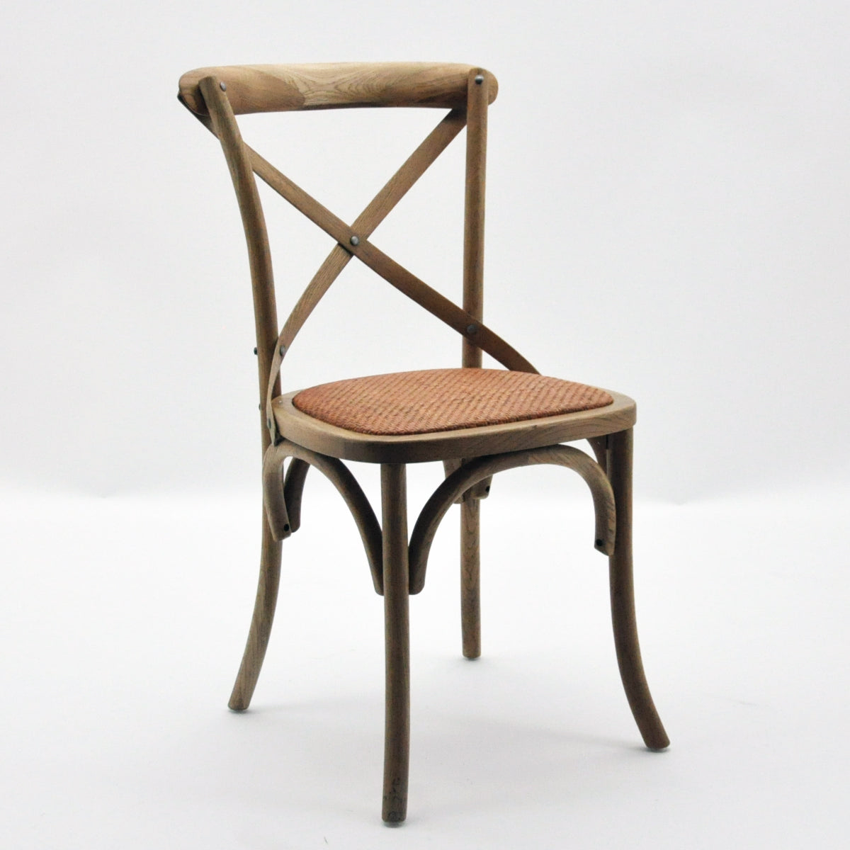 Modern & Stylish Hand Finished Cross Back Oak Wooden Cafe Chair - Exclusive Rattan Seat Comfortable Office Furniture Collections for Home, Dining, Cafe, and Office Seating (Brown)