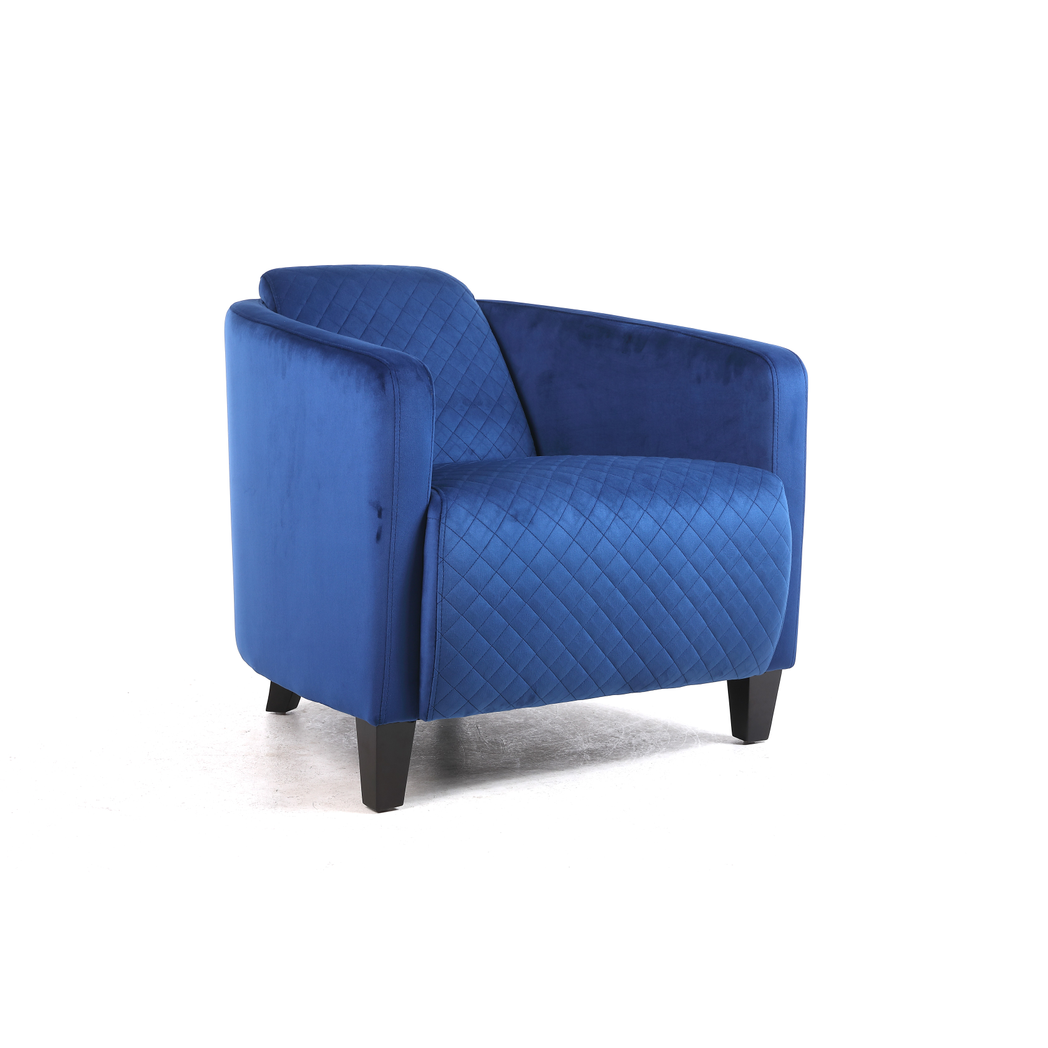 Durable & Stylish Blue/Grey/Green Velvet Tub Accent Armchair with Criss-Cross Pattern | Contemporary Drop Arm to Comfortable Living Room Seating | Perfect for Home & Office (Blue Velvet)