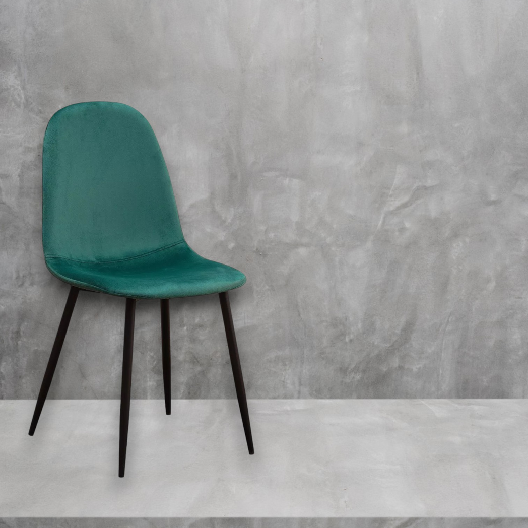 AcaciaHome Modern & Stylish Velvet Cushion Padded Metal Legs Dining Chairs - Ergonomic Design Comfortable Chairs Perfect for Kitchen, Dining, Living Room, and etc. (Green)