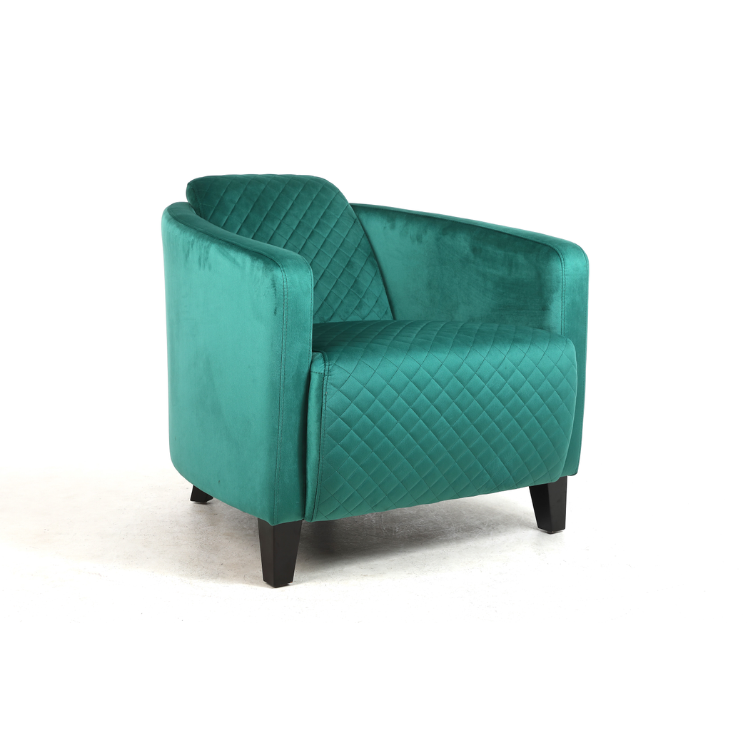 Durable & Stylish Blue/Grey/Green Velvet Tub Accent Armchair with Criss-Cross Pattern | Contemporary Drop Arm to Comfortable Living Room Seating | Perfect for Home & Office (Green Velvet)