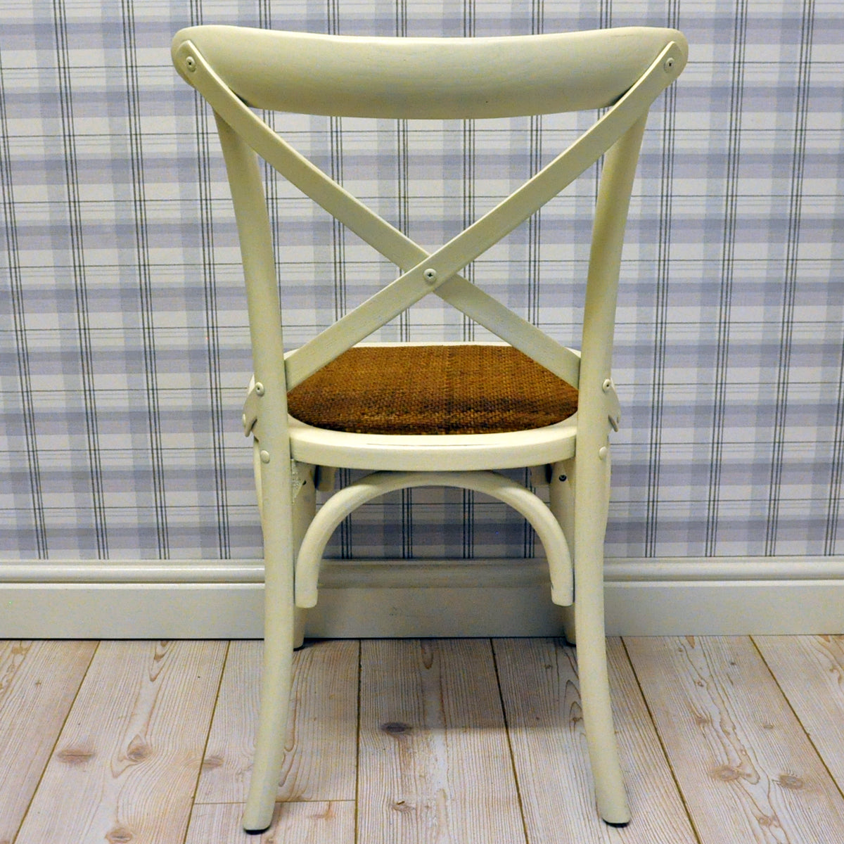 Modern & Stylish Hand Finished Cross Back Oak Wooden Cafe Chair - Exclusive Rattan Seat Comfortable Office Furniture Collections for Home, Dining, Cafe, and Office Seating (Cream)