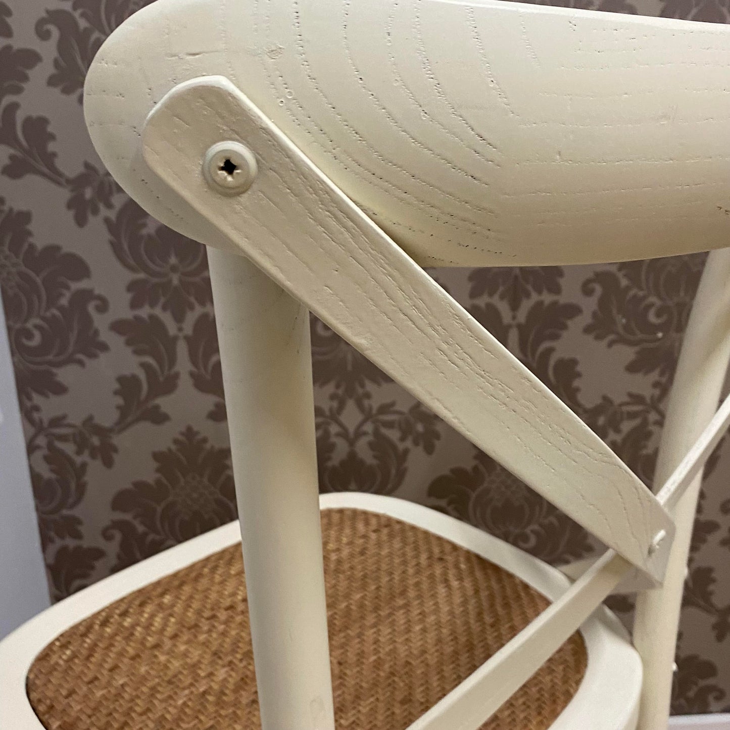 Modern & Stylish Hand Finished Cross Back Oak Wooden Cafe Chair - Exclusive Rattan Seat Comfortable Office Furniture Collections for Home, Dining, Cafe, and Office Seating (Cream)