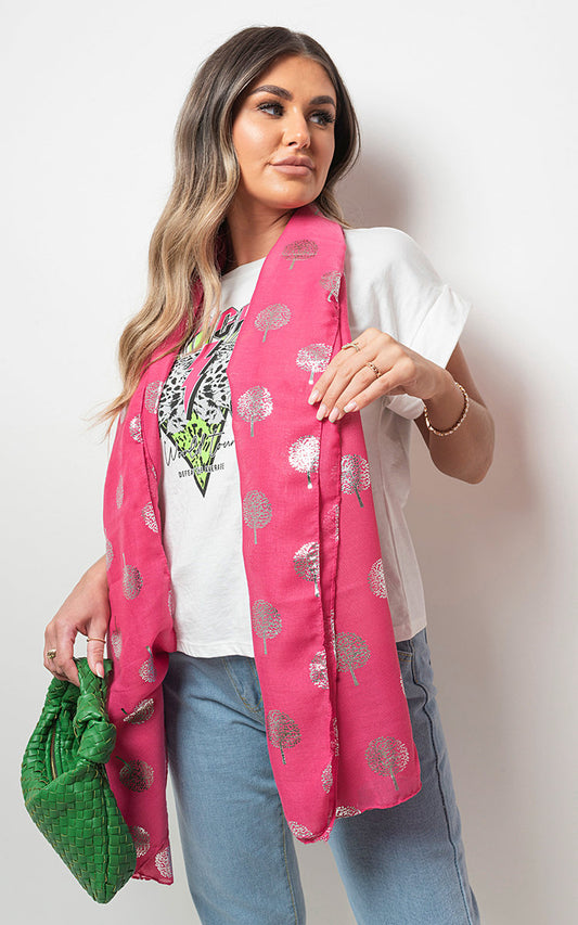 (F) Sparkle Tree Print Wrap Scarf