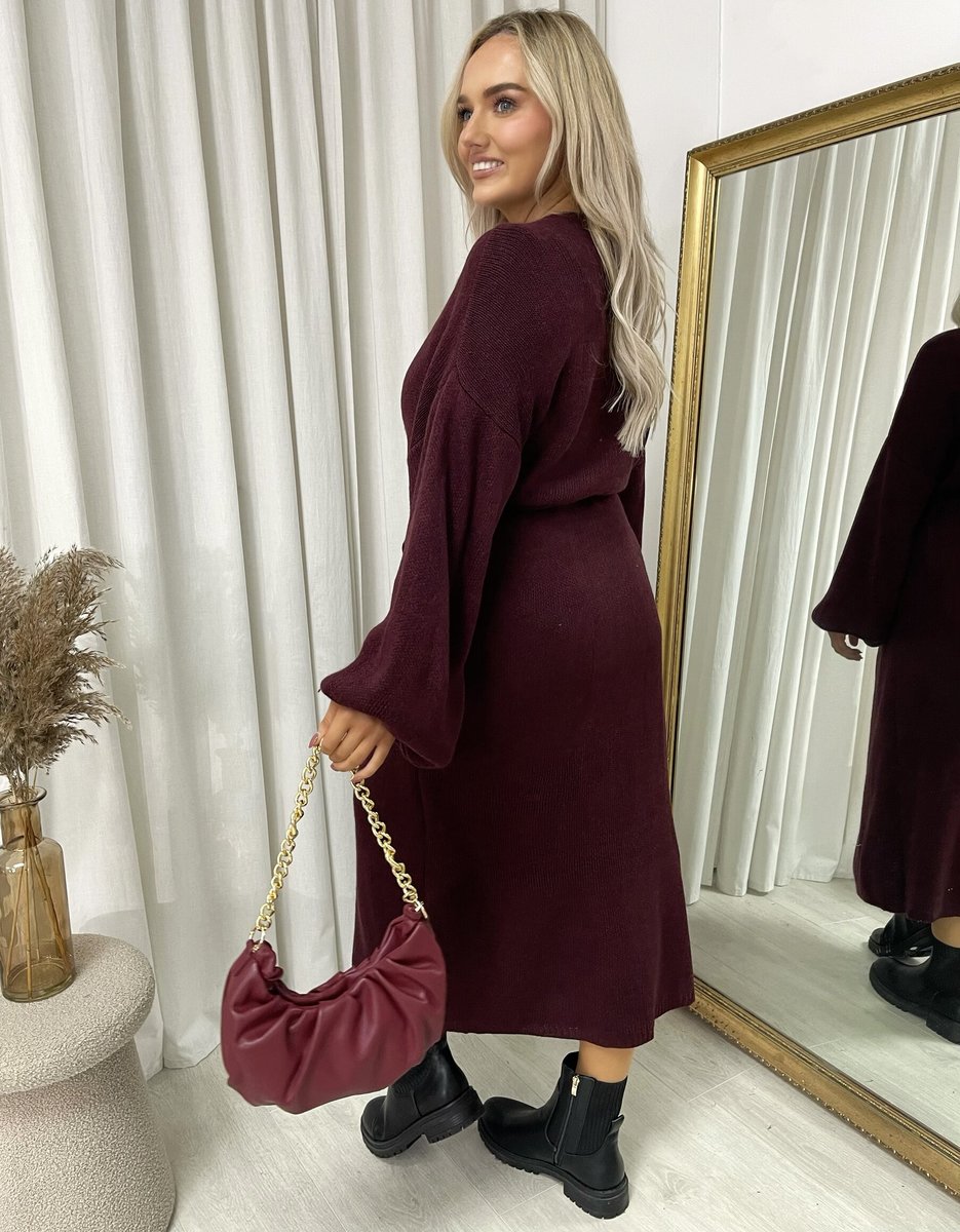 (F) Knitted Long Sleeve Belted Cardigan