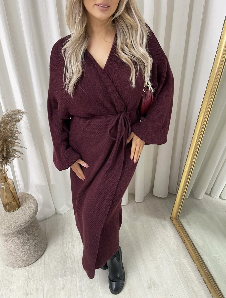 (F) Knitted Long Sleeve Belted Cardigan