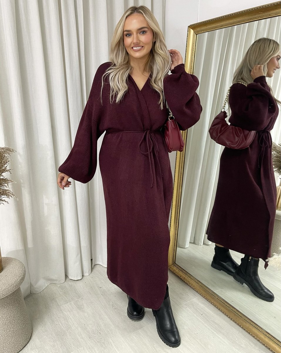 (F) Knitted Long Sleeve Belted Cardigan