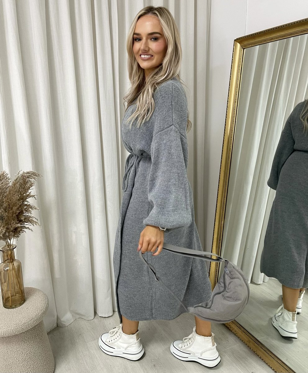 (F) Knitted Long Sleeve Belted Cardigan