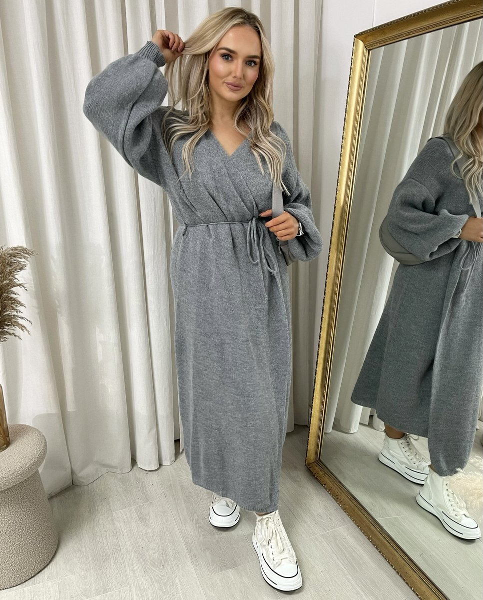 (F) Knitted Long Sleeve Belted Cardigan