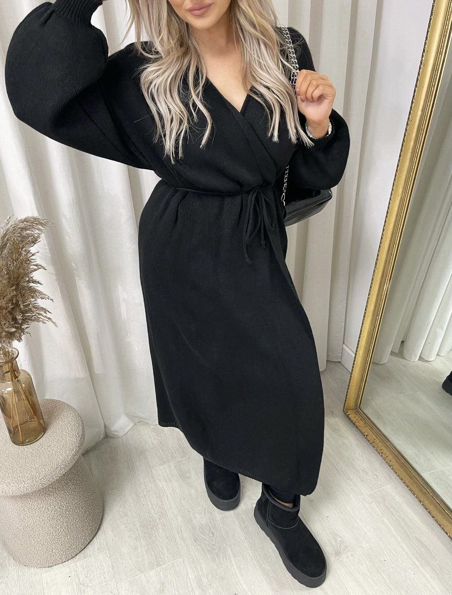(F) Knitted Long Sleeve Belted Cardigan