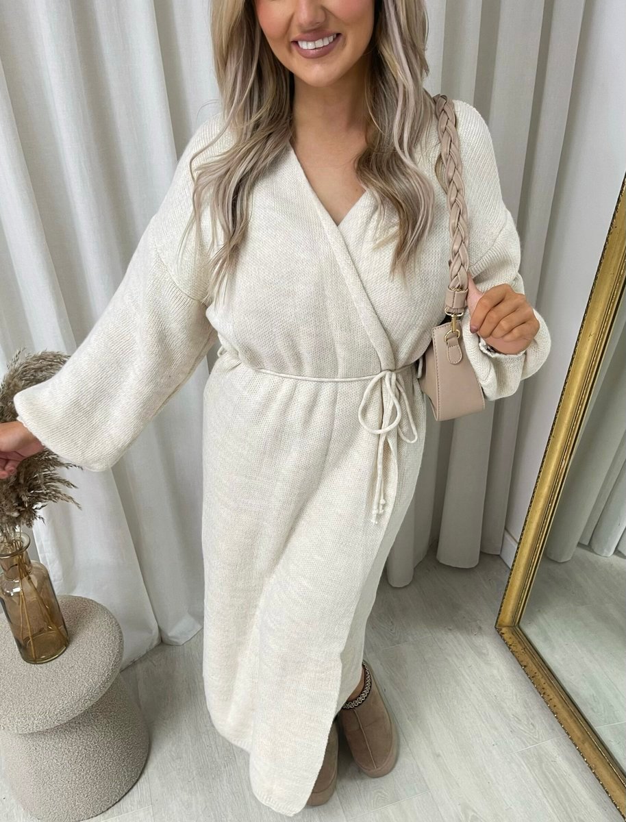 (F) Knitted Long Sleeve Belted Cardigan
