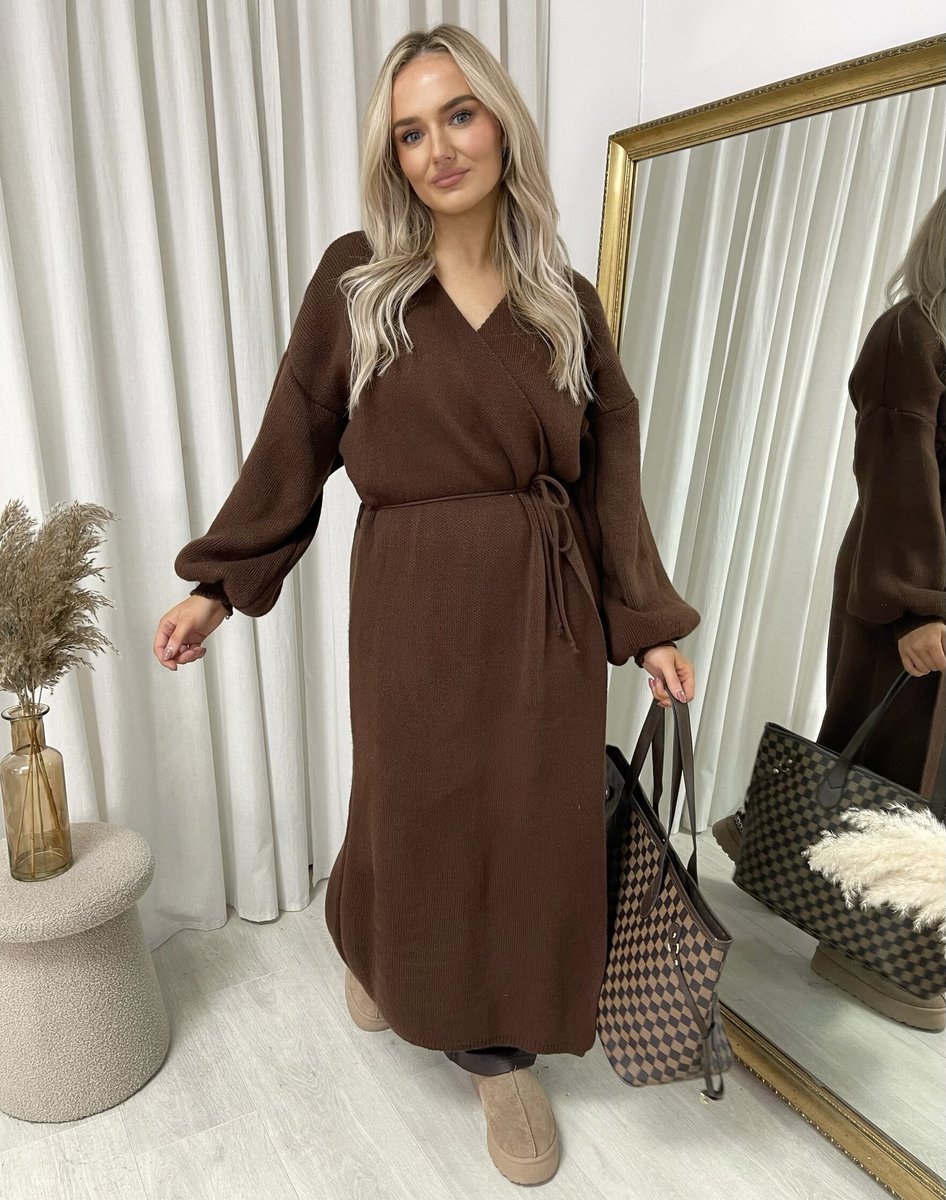 (F) Knitted Long Sleeve Belted Cardigan