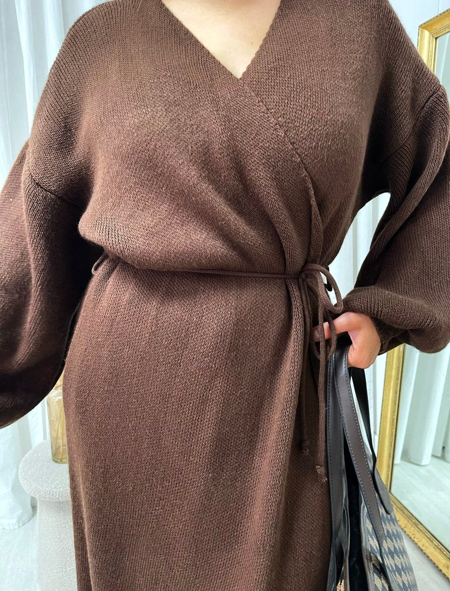 (F) Knitted Long Sleeve Belted Cardigan