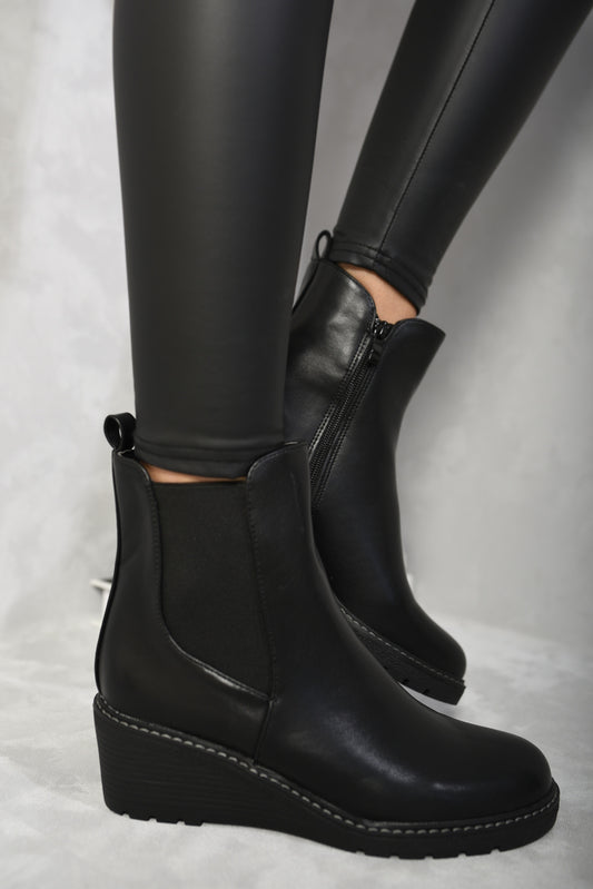 (F) Low Wedge Ankle Boots